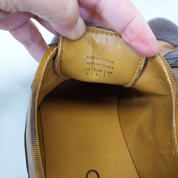 Aldo Wingtip Oxford Brogue Men's 8 Classic Dress Shoes Leather Brown Tan Lace up - Picture 15 of 16